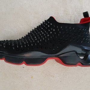 CHRISTIAN LOUBOUTIN  Spike Sock Leather Sneakers